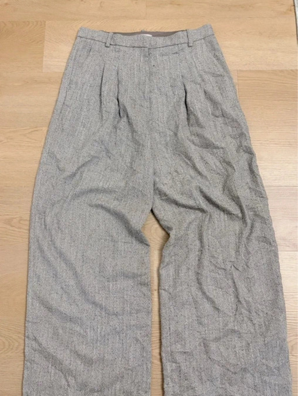H&M Women’s Herringbone Wide Leg Trousers Gray Size 12